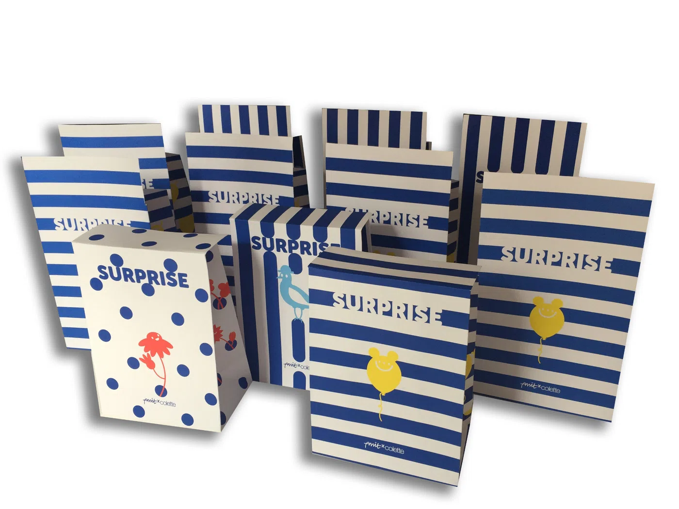 Pochettes rayées Surprise en plusieurs tailles